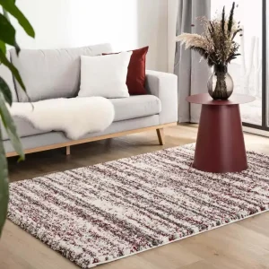 Hoogpolig vloerkleed strepen Artisan – grijs/rood Black Friday-64% Premium