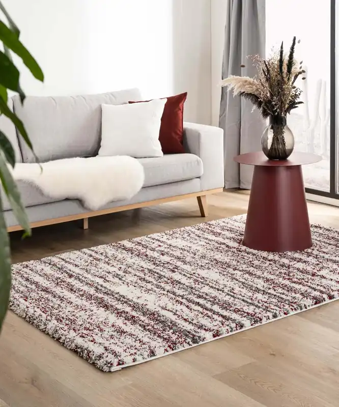 Hoogpolig vloerkleed strepen Artisan – grijs/rood Black Friday-64% Premium