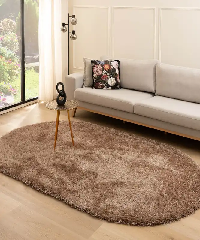 Ovaal hoogpolig vloerkleed velvet – Posh bruin Black Friday-39% Premium