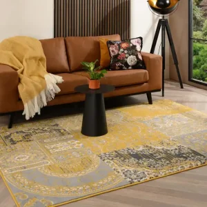 Vloerkleed patchwork – Ease Agatha okergeel Black Friday-40% Lage Prijs