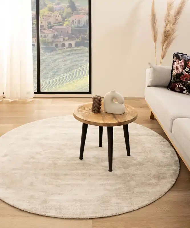 Viscose vloerkleed rond – Glamour ivoor Black Friday-33% Limited Edition