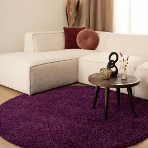 Hoogpolig vloerkleed shaggy Trend effen rond – paars    -65% Bestseller