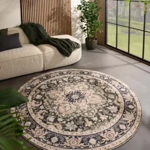 Geld-Terug-Garantie Rond Vintage buitenkleed – Valenca Fino beige/groen    Black Friday-44%