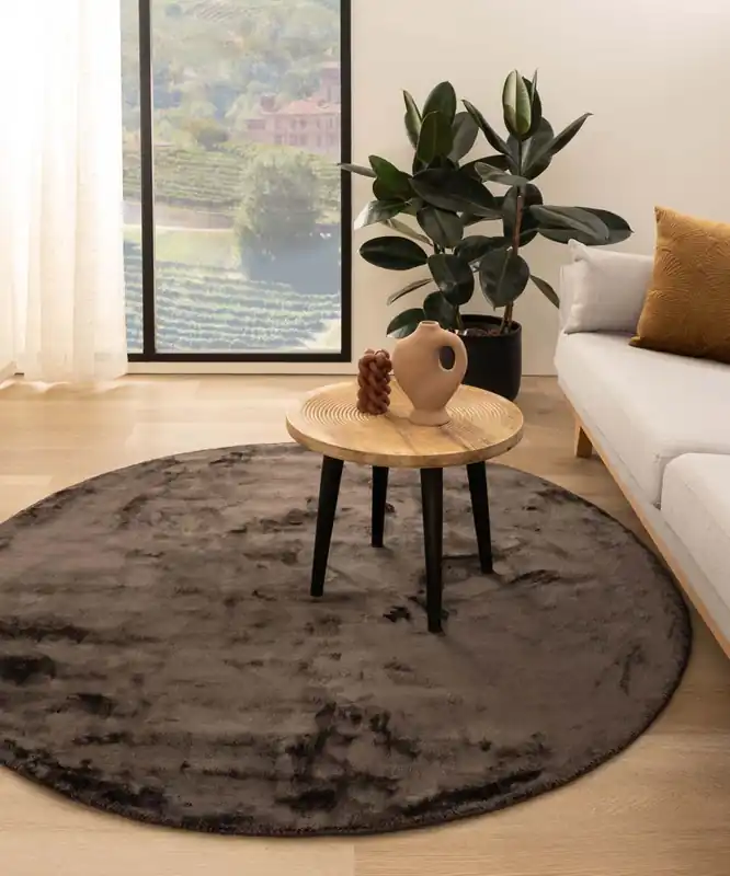 Viscose vloerkleed rond – Pearl donkerbruin Black Friday-40% Nieuw