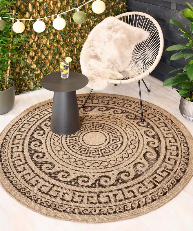Betrouwbaar Jute buitenkleed rond – Sunset Shores beige/zwart Black Friday-38%