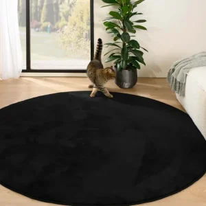 Beste Prijs Rond zacht vloerkleed – Plush zwart Black Friday-33%