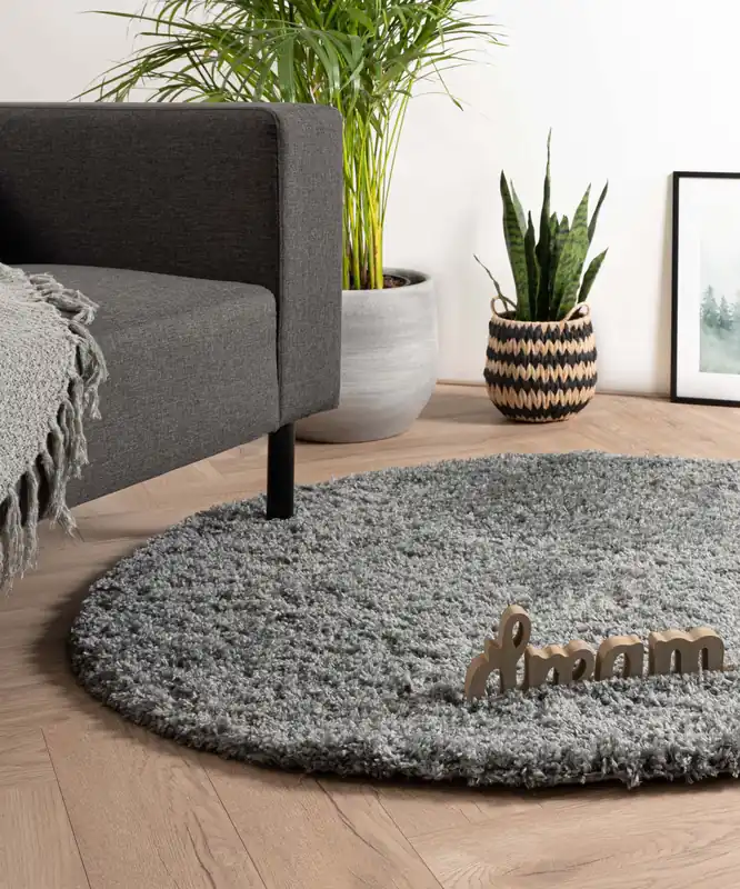 Superprijs Rond hoogpolig vloerkleed – Cozy Shaggy – grijs -73%
