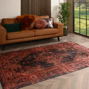 Wasbaar vloerkleed – Leona rood Black Friday-38% Modern