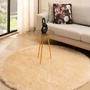 Gratis Retour Rond hoogpolig vloerkleed velvet – Posh champagne    Black Friday-46%