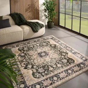 Buitenkleed vierkant Vintage – Valenca Fino beige/groen Black Friday-44% Gratis Retour