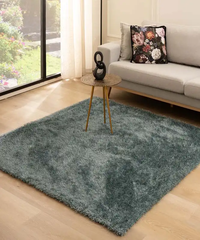 Vierkant hoogpolig vloerkleed velvet – Posh blauw Black Friday-44% Voordeelprijs