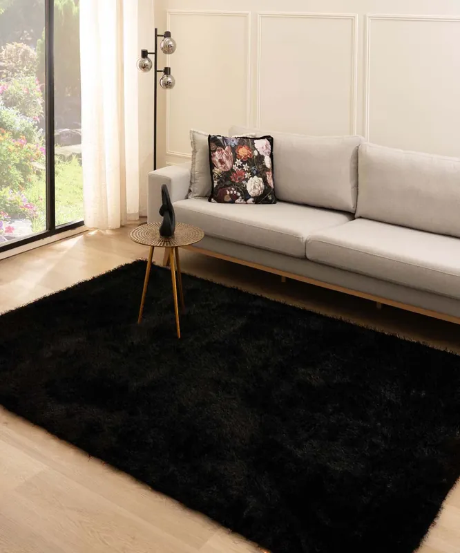 Hoogpolig vloerkleed velvet – Posh zwart Black Friday-40% Nieuw