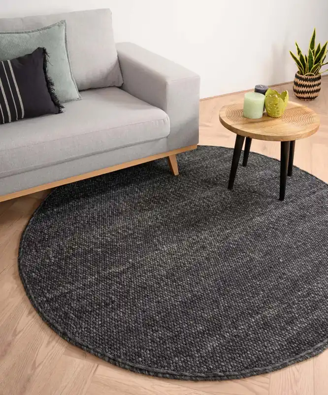 Nieuwe Collectie Rond wollen vloerkleed Lett – donkergrijs Black Friday-38%