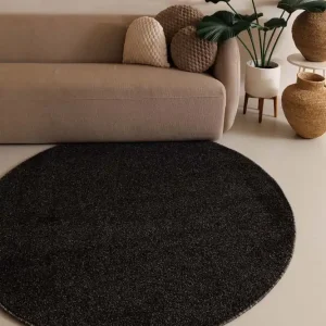 Rond vloerkleed Fine – antraciet -69% Handgemaakt