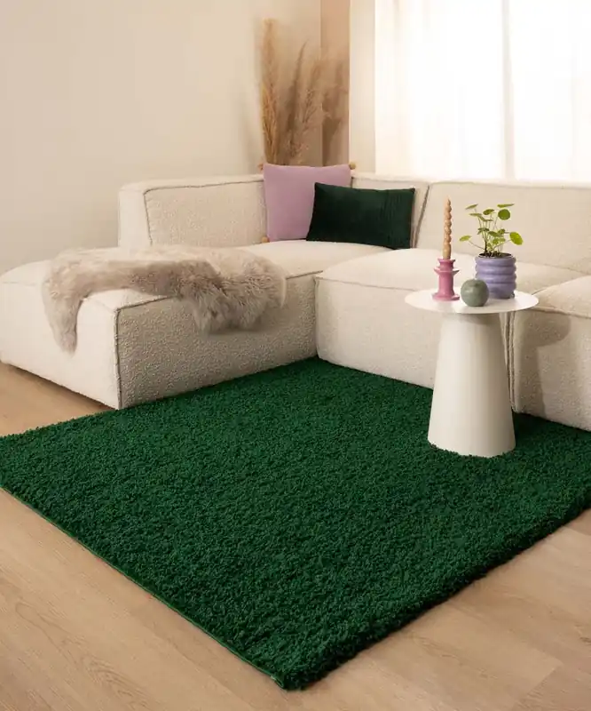 Op = Op Vierkant hoogpolig vloerkleed shaggy Trend effen – jade -68%