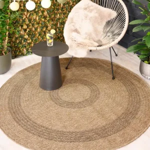 Dagaanbieding Jute buitenkleed rond – Sunset Spirit beige/zwart    Black Friday-38%
