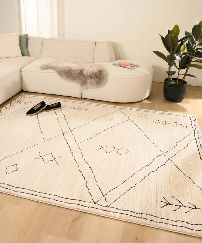 Professioneel Bohemian vloerkleed – Fancy Tribe ivoor Black Friday-71%