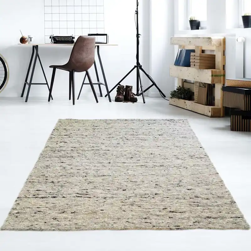 Merkproduct Wollen vloerkleed handweef Veve – grijs/crème -45%