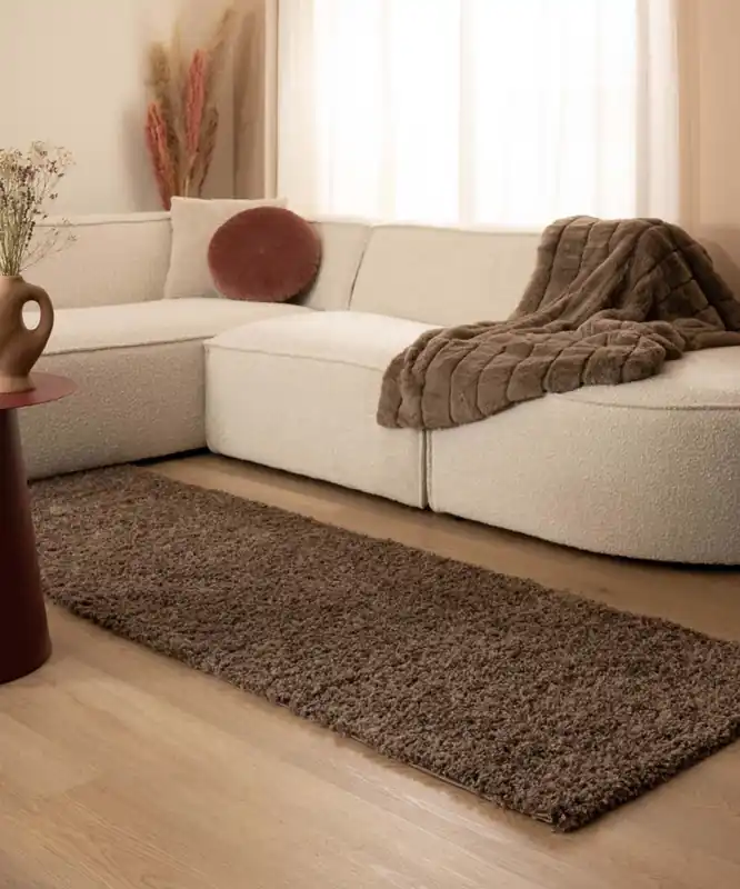 Premium Hoogpolige loper shaggy Trend effen – taupe Black Friday-67%