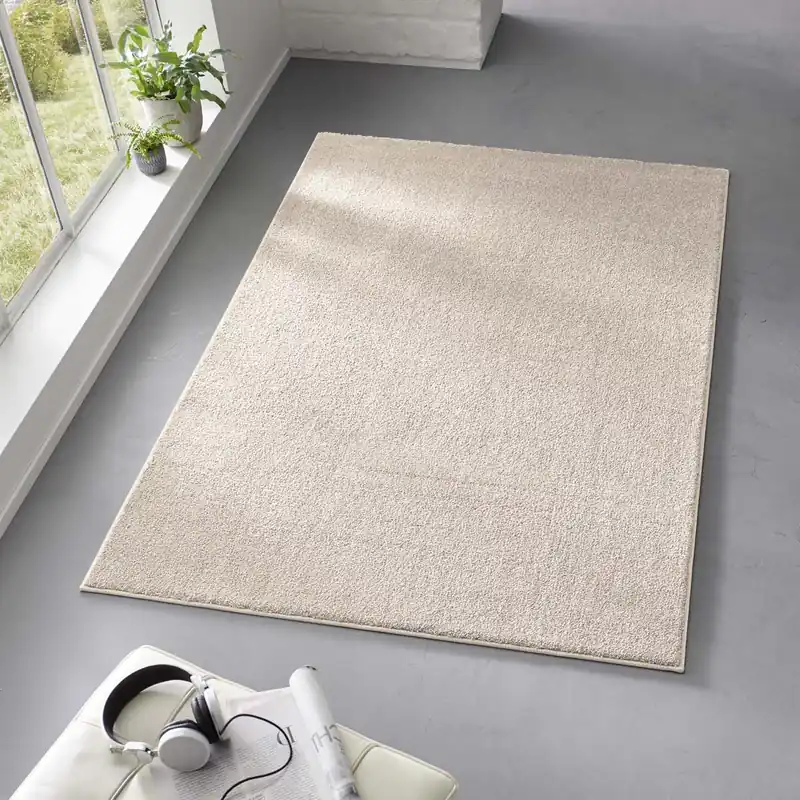 Vierkant effen vloerkleed Qualis – crème -47% Fabrieksprijs