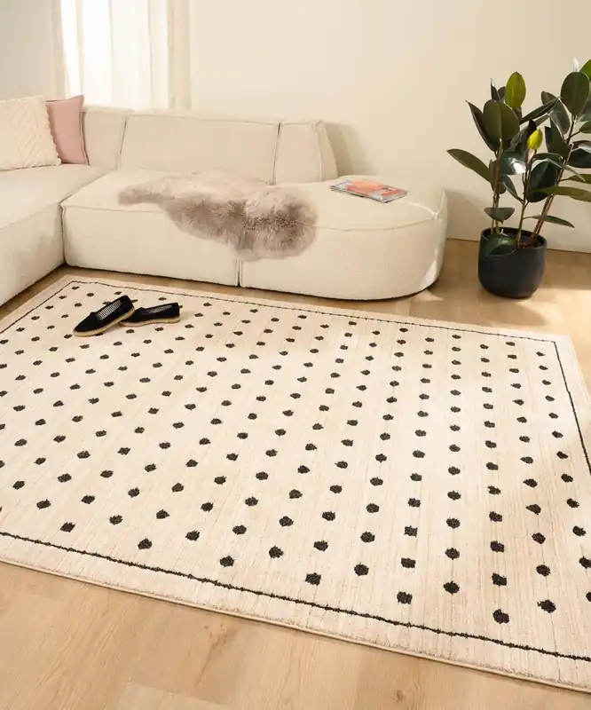 Vloerkleed stippen – Fancy Dots crème Black Friday-71% Authentiek