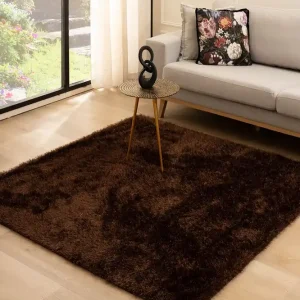 Koop Vandaag Vierkant hoogpolig vloerkleed velvet – Posh donkerbruin Black Friday-44%