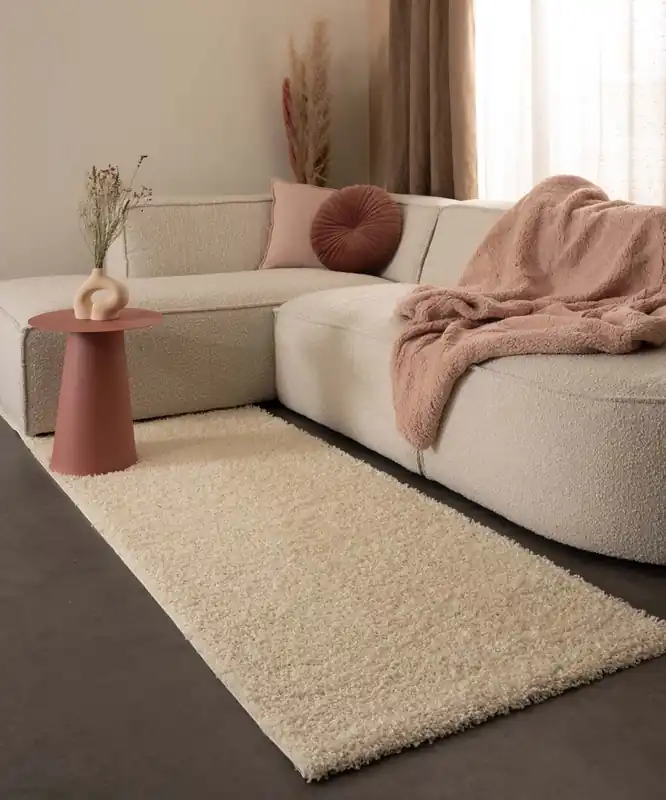 Hoogpolige loper shaggy Trend effen – crème Black Friday-61% Koop Vandaag