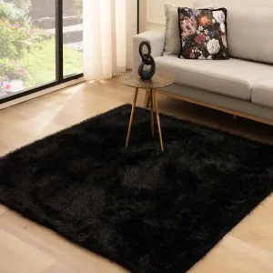 Vierkant hoogpolig vloerkleed velvet – Posh zwart    Black Friday-44% Professioneel