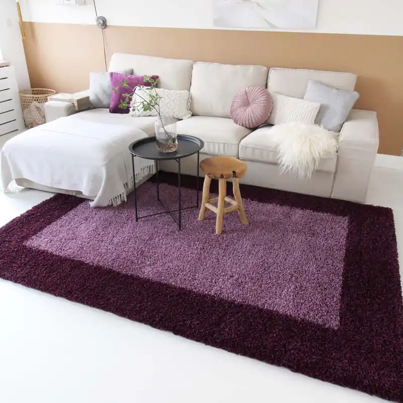 Superprijs Hoogpolig vloerkleed shaggy Trend lijstmotief – paars -34%