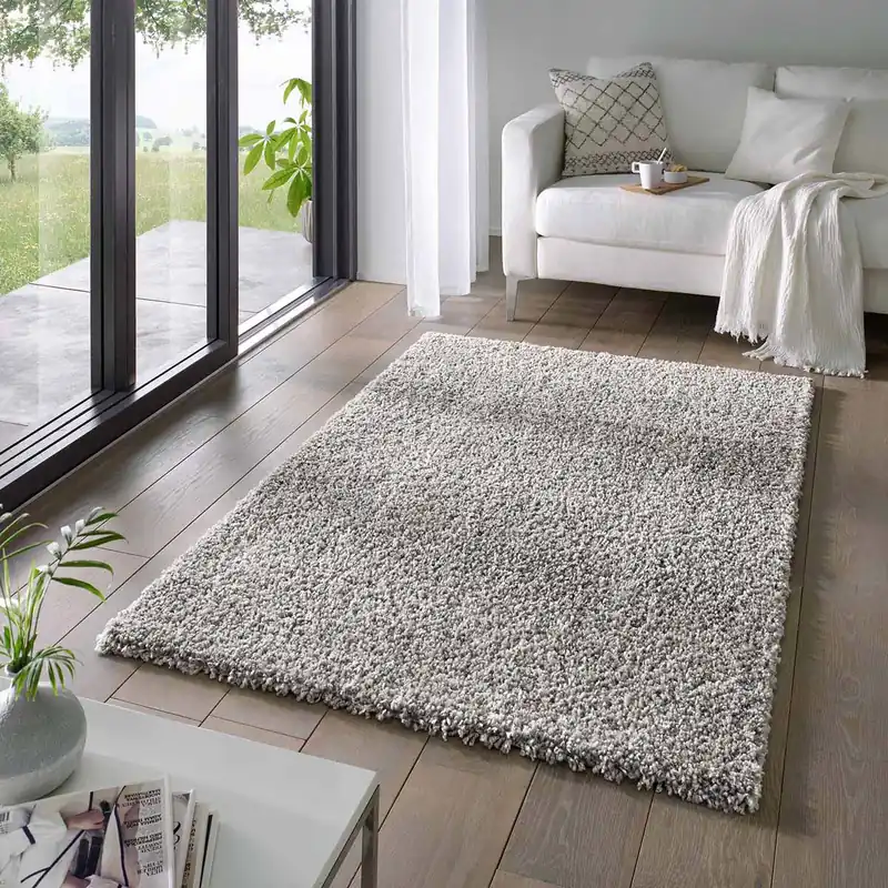 Vierkant hoogpolig vloerkleed effen Classic – grijs -39% Goedkoop