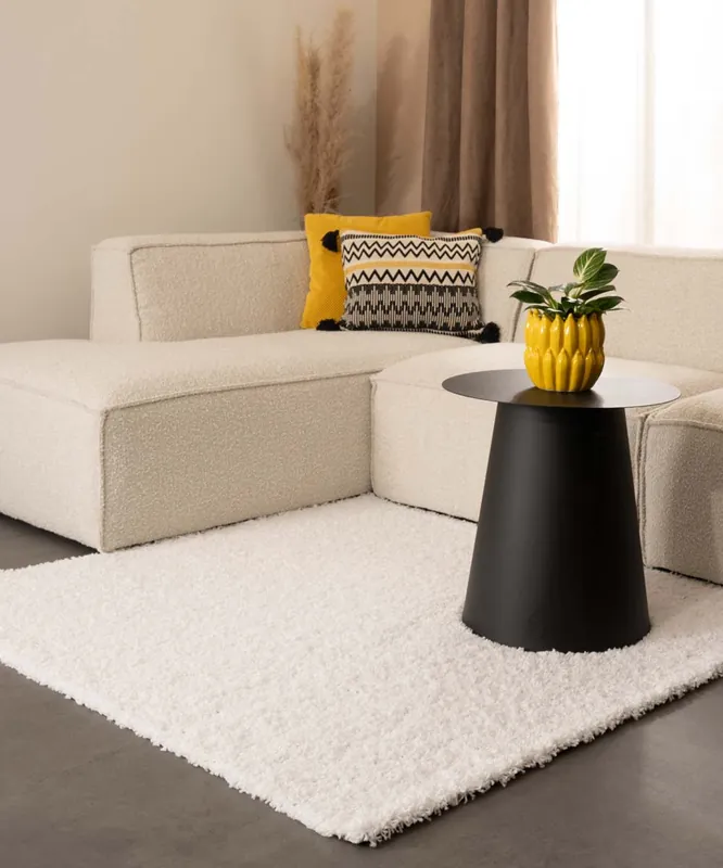 Exclusieve Aanbieding Vierkant hoogpolig vloerkleed shaggy Trend effen – wit -47%