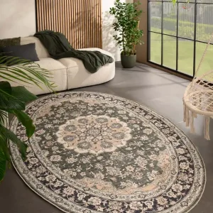 Topkwaliteit Buitenkleed ovaal Vintage – Valenca Nova donkergroen Black Friday-35%