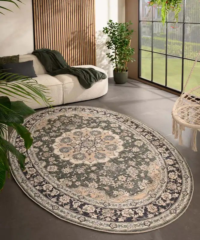 Topkwaliteit Buitenkleed ovaal Vintage – Valenca Nova donkergroen Black Friday-35%