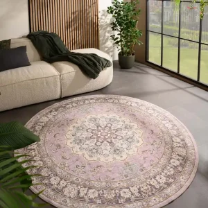 Authentiek Rond Vintage buitenkleed – Valenca Nova paars/roze Black Friday-44%
