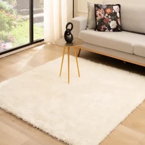 Geld-Terug-Garantie Vierkant hoogpolig vloerkleed velvet – Posh wit Black Friday-44%