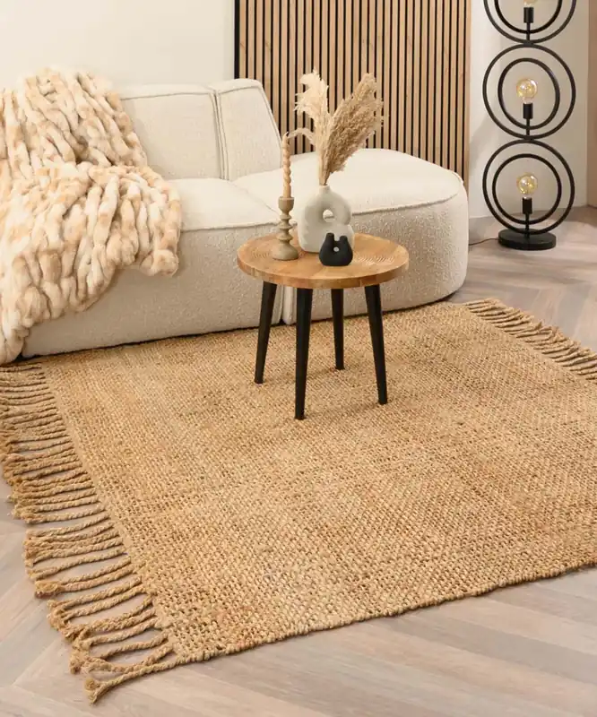 Direct Beschikbaar Jute vloerkleed vierkant – Chunky naturel Black Friday-29%