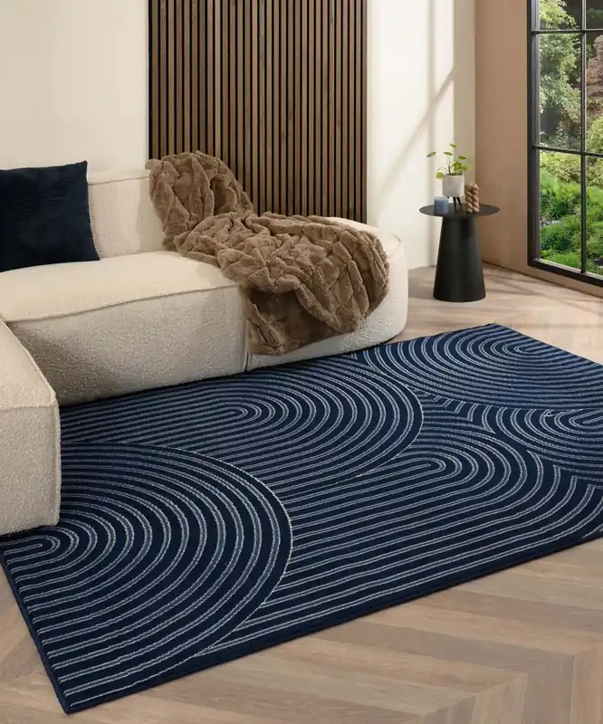 Origineel Japandi vloerkleed – Ease Akira donkerblauw Black Friday-40%