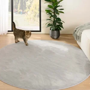 Laatste Kans Rond zacht vloerkleed – Plush zilver Black Friday-33%