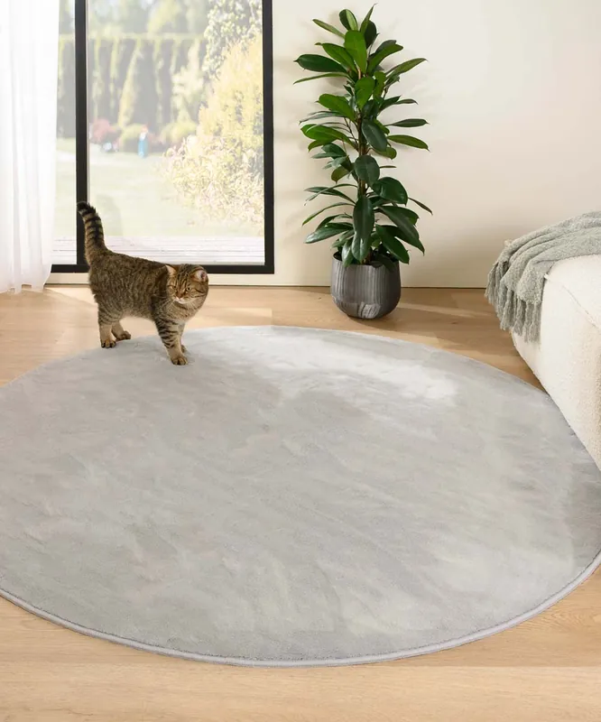 Laatste Kans Rond zacht vloerkleed – Plush zilver Black Friday-33%
