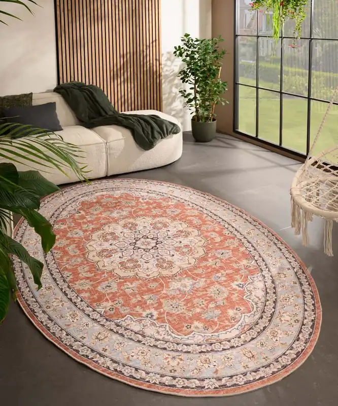 Seizoensaanbieding Buitenkleed ovaal Vintage – Valenca Nova terracotta Black Friday-35%