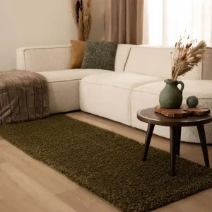 Hoogpolige loper shaggy Trend effen – olijfgroen Black Friday-67% Direct Verzonden