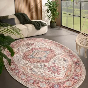Buitenkleed ovaal Vintage – Valenca Fino crème/rood Black Friday-35% Speciale Aanbieding
