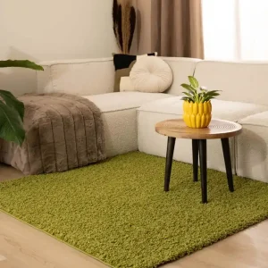 Vierkant hoogpolig vloerkleed shaggy Trend effen – groen    Black Friday-64% Populair
