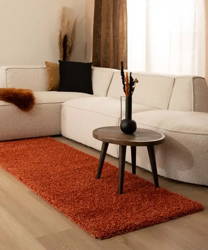 Hoogpolige loper shaggy Trend effen – terracotta Black Friday-32% Gratis Retour