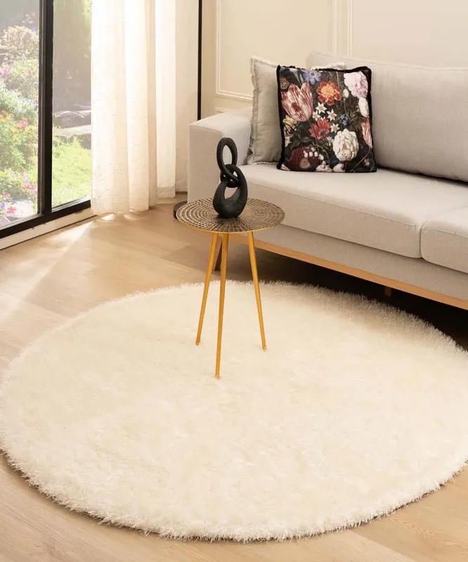 Rond hoogpolig vloerkleed velvet – Posh wit Black Friday-46% Express Levering