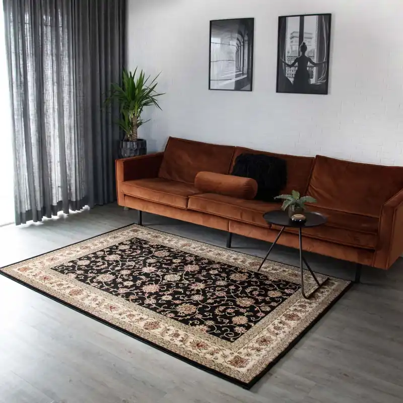 Direct Beschikbaar Design perzisch tapijt Royalty – zwart/crème    -50%