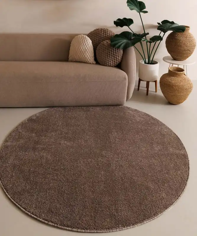 Hoge Kwaliteit Rond vloerkleed Fine – mokka -58%