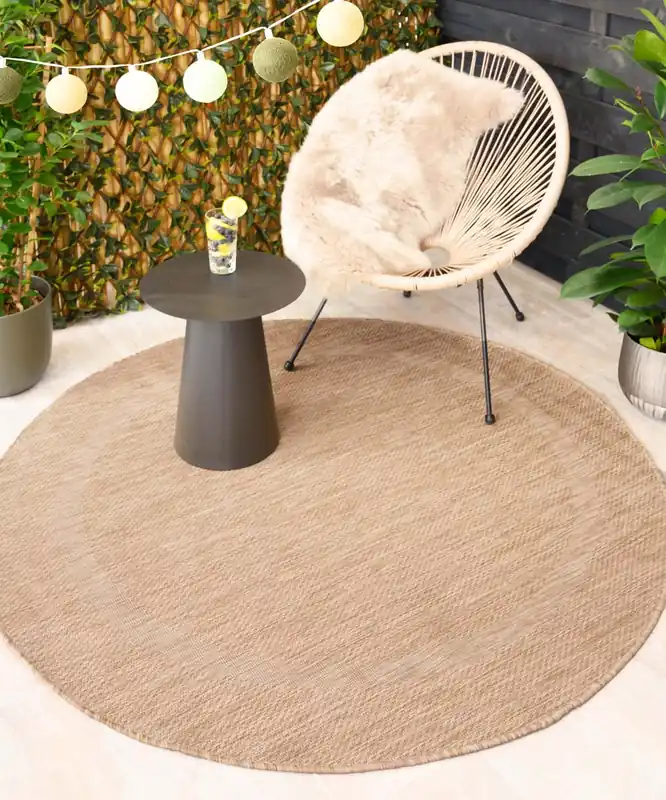 Handgemaakt Rond buitenkleed – Sunset beige Black Friday-38%