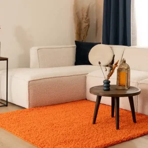Must-Have Vierkant hoogpolig vloerkleed shaggy Trend effen – oranje -48%