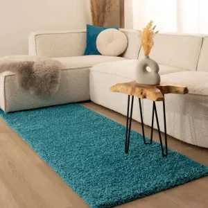 Nieuw Model Hoogpolige loper shaggy Trend effen – turquoise Black Friday-67%